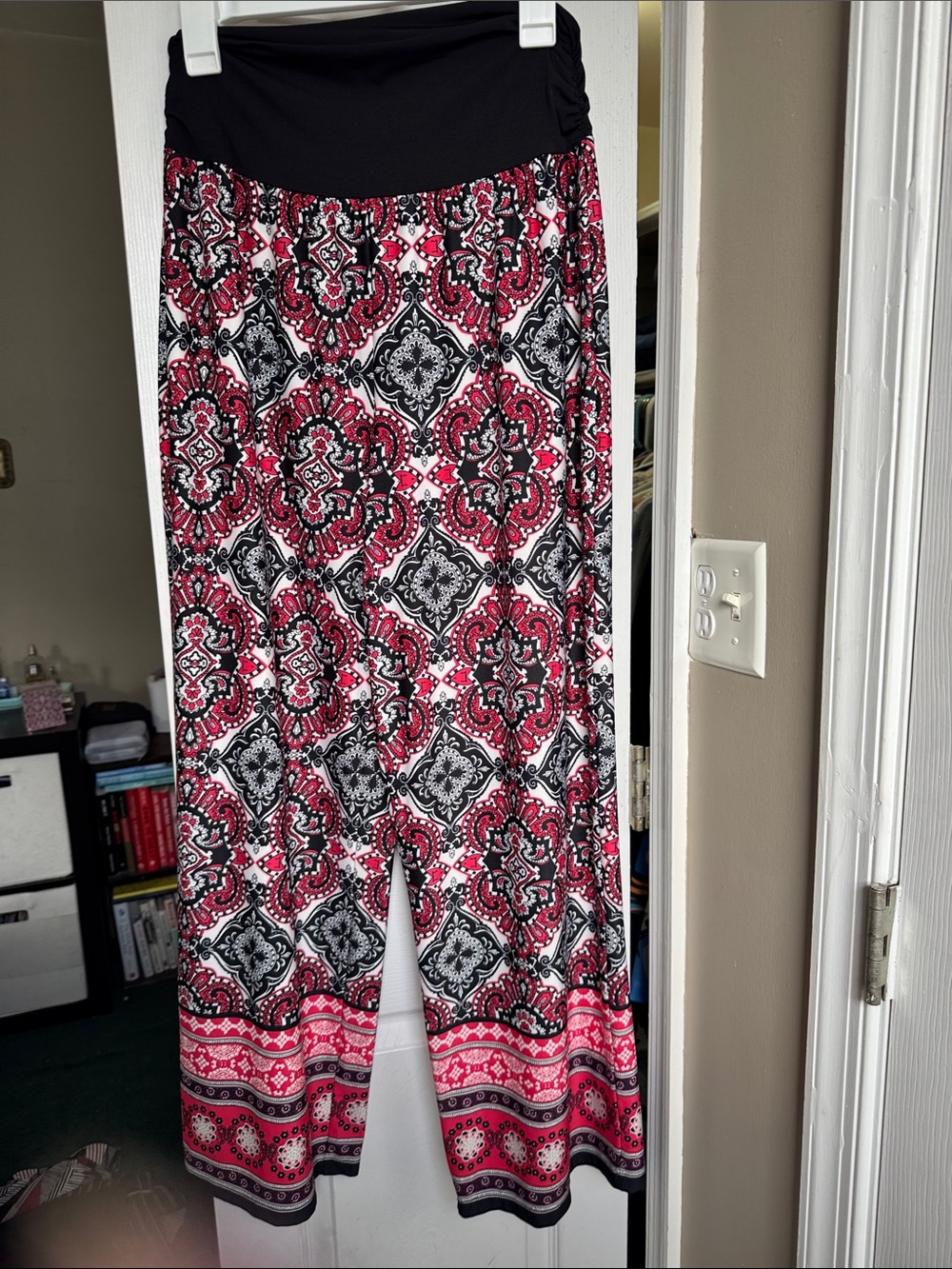 Apt. 9 Black and Red Patterned Wide-Leg Palazzo Pants